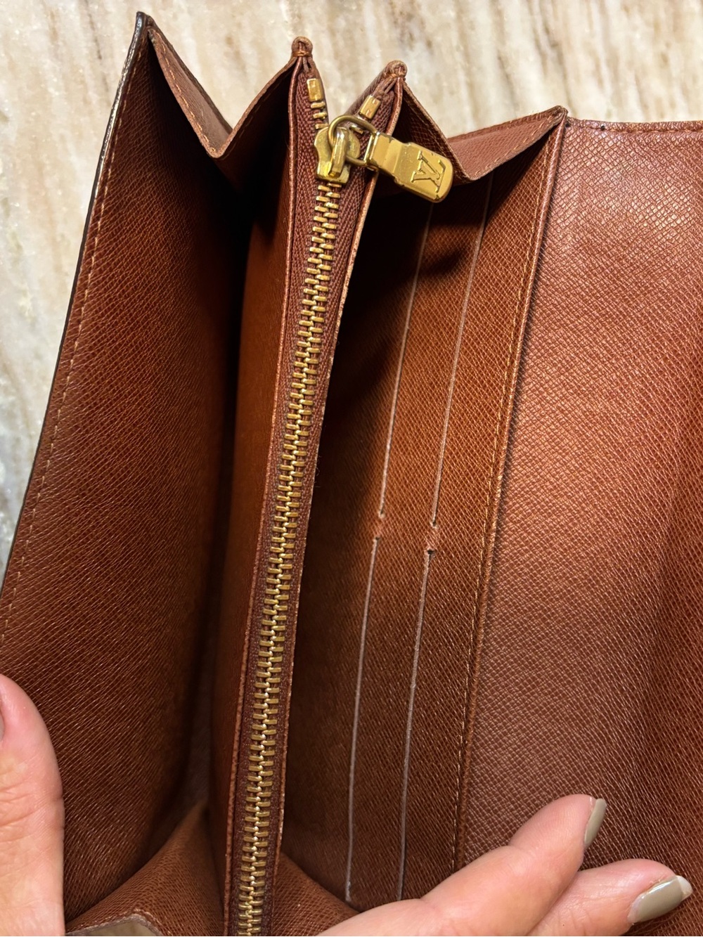 Louis Vuitton Monogram Long Wallet Brown Canvas Snap Closure Vintage LV Wallet - Picture 5 of 11